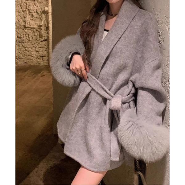 コート アウター リッチファーショートコート レディース