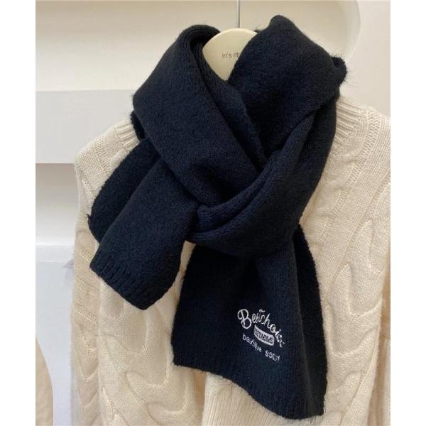 マフラー ストール 刺繍ニットストール レディース