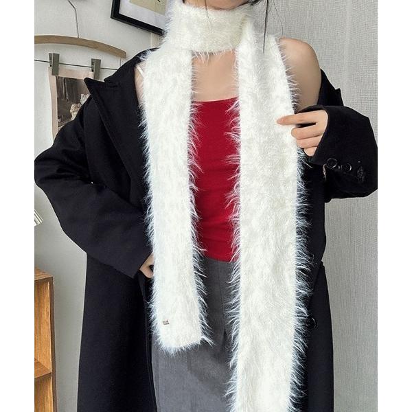 マフラー ストール シャギーシンプル細マフラー レディース