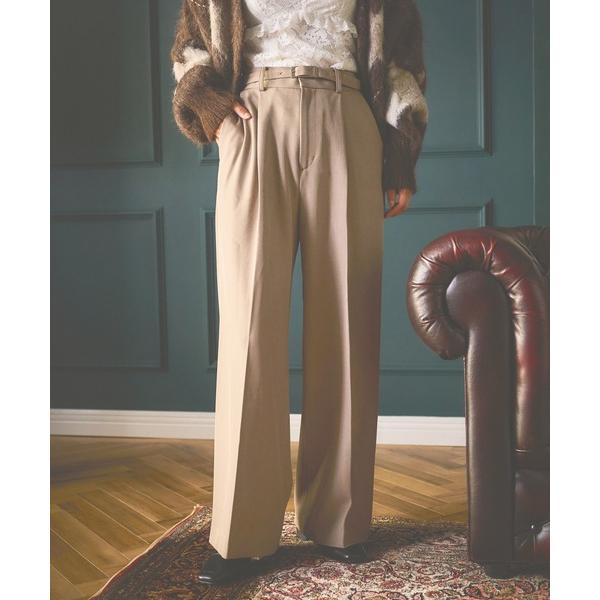 スラックス パンツ ベルトツキセンタープレスパンツ　602793 レディース