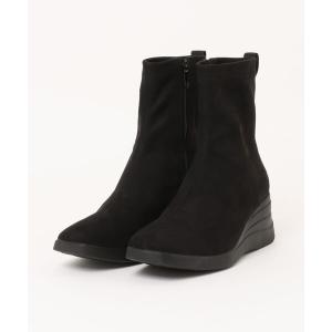 ブーツ 「bussola」撥水スクエアトゥウェッジヒールブーツ(955503) レディース