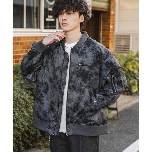 ma1 ma-1 オーバーサイズ ヴィンテージライクPUレザージャケット/フライトジャケット/MA-...