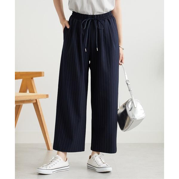 パンツ とろみ素材ドロスト使いワイドパンツ レディース