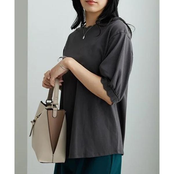 tシャツ デザインリブ使いふんわり袖プルオーバー レディース