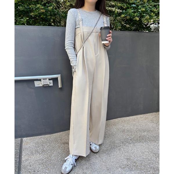 サロペット オーバーオール Iラインシルエットハイウエストサロペット レディース