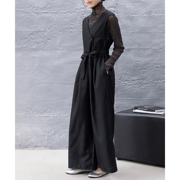 サロペット オーバーオール Vネックハイウエストオールインワン レディース