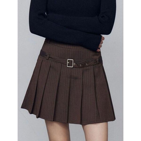 スカート ベルトプリーツスカート