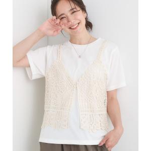 「2点セット/ひんやり」レースビスチェ＋Tシャツ レディース