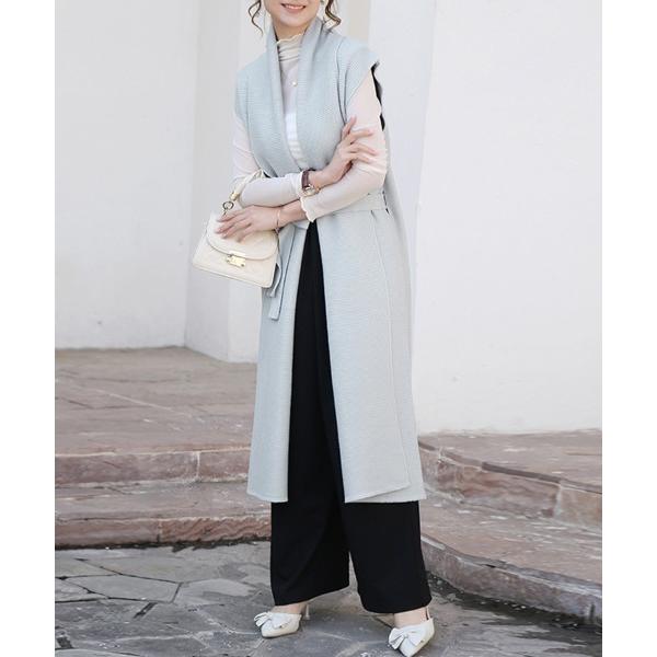 カーディガン Iラインロングニットベスト レディース