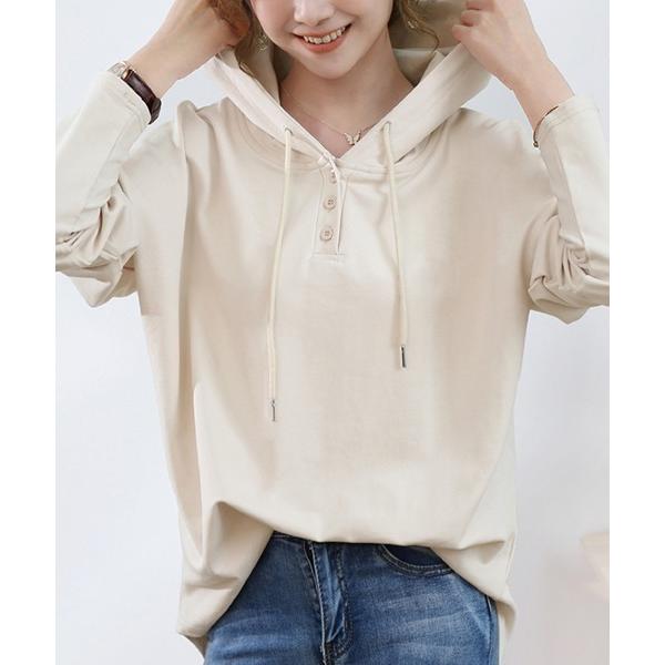 パーカー フェミニンカジュアルフーディー レディース