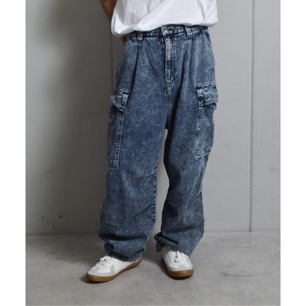 カーゴパンツ ケミカルイージーデニムカーゴパンツ メンズ レディース