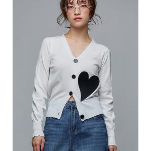 カーディガン ハートカーディガン　ニットトップス レディース