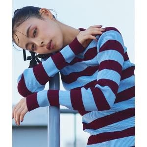 ニット セーター 配色ボーダーリブニット 「動画あり」 レディース