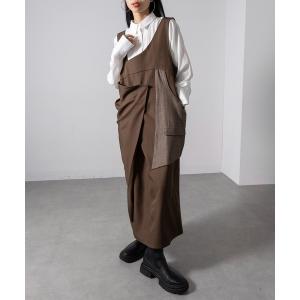 ワンピース 「MAGASIN DE MODE Onjna」アシメショルダーラップワンピース オールインワン trc