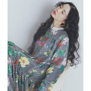 ワンピース フラワーストライプティアードワンピース