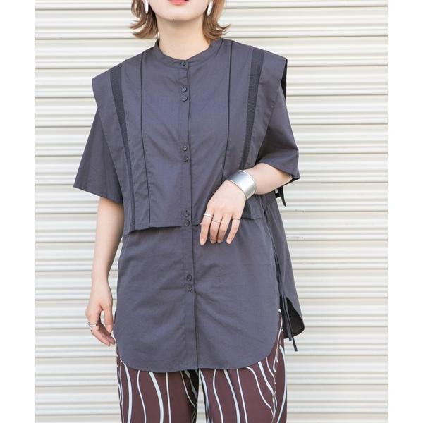 「KBF」 半袖チュニック ONE グレー レディース