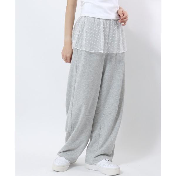 ワイドパンツ スウェットパンツ ジャージ ミニスカートがセットになった ワイドシルエットスウェットパ...