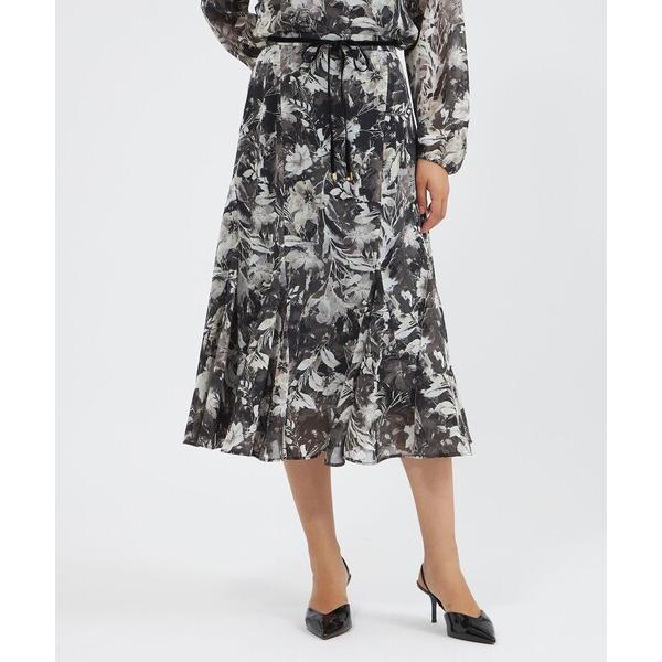 スカート レイヤーフィオーレプリント フレアスカート