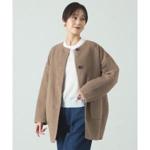 ノーカラーコート コート ボンディングリバーシブルミドルコート レディース