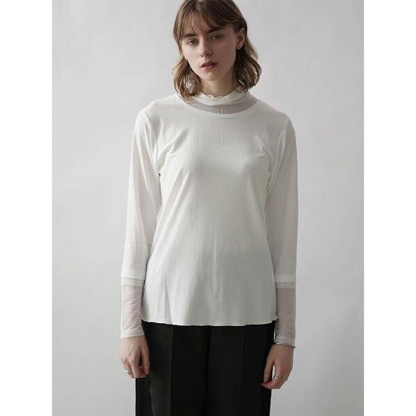 tシャツ SHEER DOCKING RIB TOPS レディース