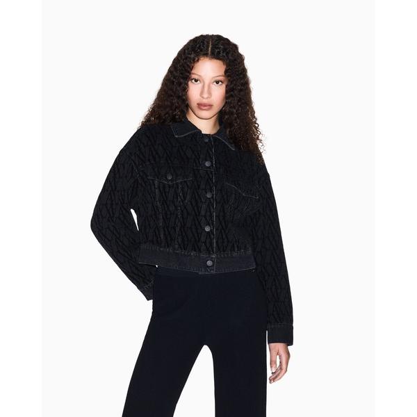 デニムジャケット gジャン 「A|X アルマーニ エクスチェンジ」オールオーバージャカードロゴ デニ...