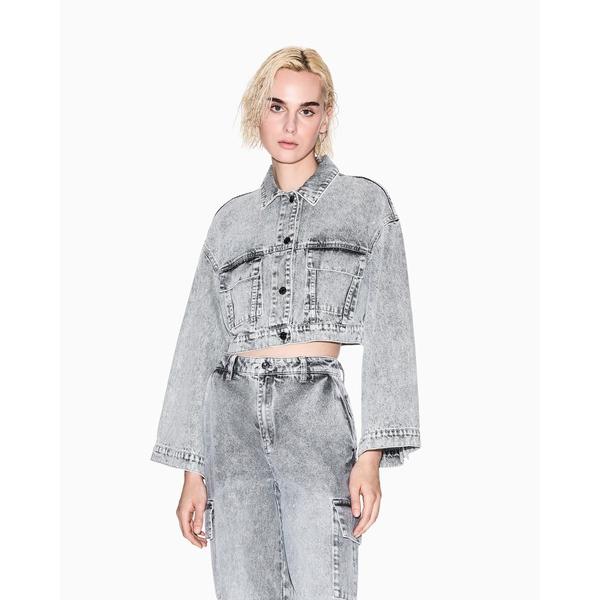 デニムジャケット gジャン 「A|X アルマーニ エクスチェンジ」ワイドスリーブ クロップドデニムジ...