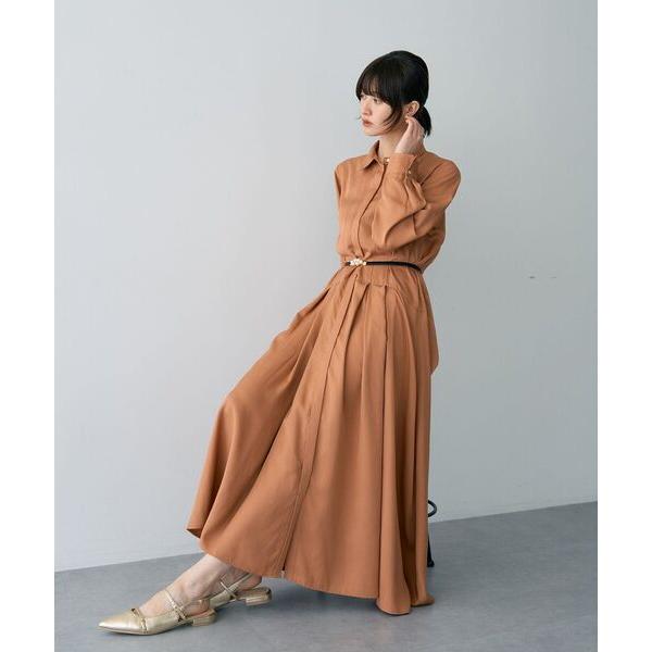 シャツワンピース タックデザインシャツワンピース