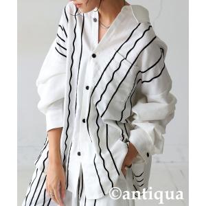 antiqua（アンティカ） ブラウス シャツ ペイズリー柄 前開きシャツ
