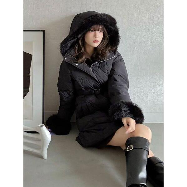 ダウンコート ダウンジャケット フェイクファー付きアライドロングダウン レディース