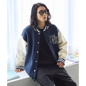 スタジャン Firsthand/ファーストハンド リラックスフィット ロゴ ニットスタジャン メンズ