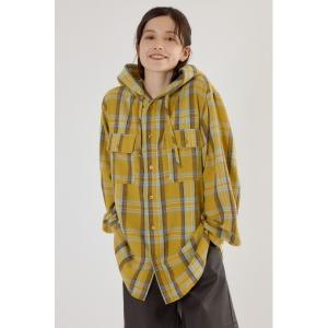 ブラウス シャツ フードチェックシャツ レディース メンズ