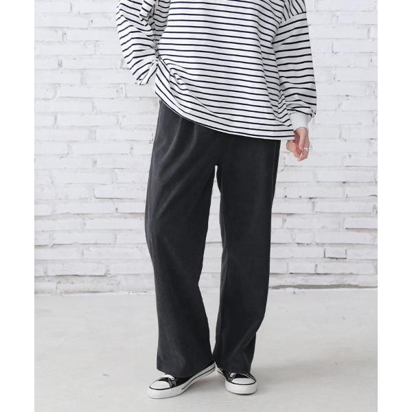 スラックス パンツ タック入りストレートリブパンツ レディース
