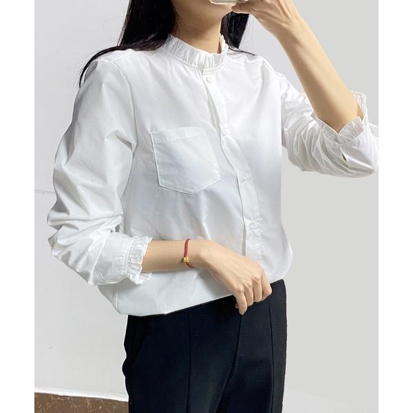 ブラウス シャツ フリルネックシャツ レディース