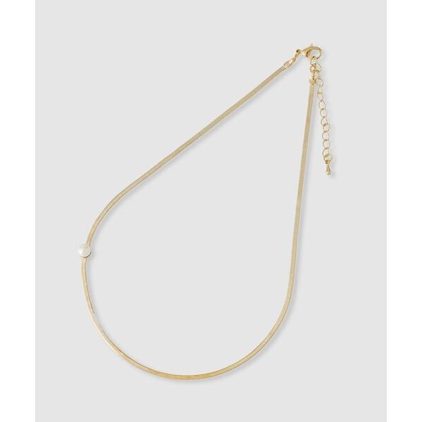 ネックレス テープチェーンパールネックレス レディース