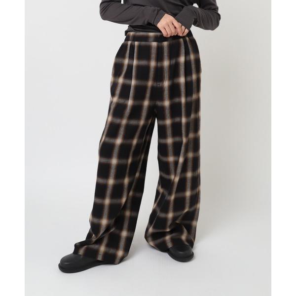 パンツ R4386 オンブレーチェックバギーパンツ レディース