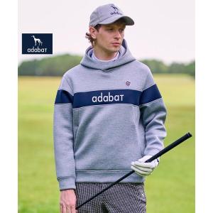 パーカー 「新レーベル ADABAT NAVY」ブロッキングラインロゴフーディー メンズ