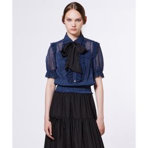 Sov. ブラウス シャツ フラワーシフォン ボウタイブラウス レディース