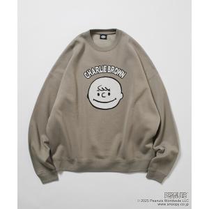トレーナー スウェット 限定展開 PEANUTS/ピーナッツ 別注 プリント クルーネックスウェット / Charlie Face メンズ レディース