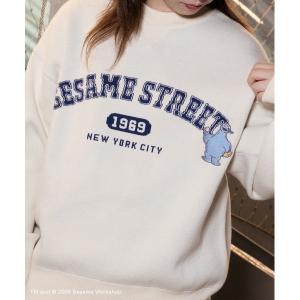 ニット セーター 「SESAME STREET MONSTERS」「UNISEX」カレッジロゴ ジャガードニットプルオーバー レディース