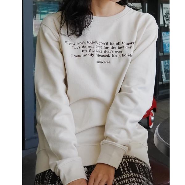 トレーナー スウェット 「＆soiree」メッセージ刺繍裏毛スウェットクルーネックプルオーバー レデ...