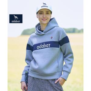パーカー 「ADABAT NAVY」ブロッキングラインロゴフーディー レディース