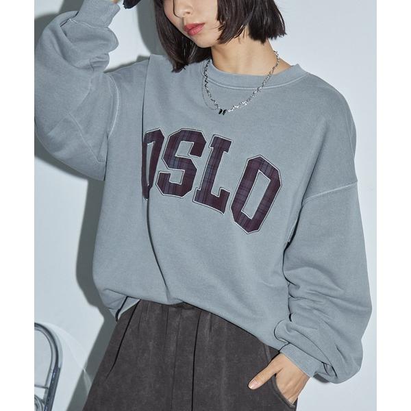 トレーナー スウェット ヴィンテージライク ピグメント加工 カレッジロゴパッチワーク裏毛スウェット ...