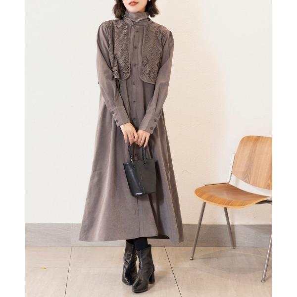 ワンピース バンドカラーワンピース