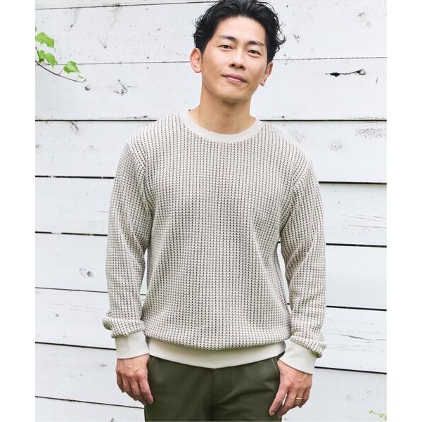 トレーナー スウェット 「芸能人着用/親子コーデ」ビッグワッフルクルーネックプルオーバー メンズ