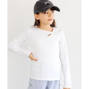 tシャツ キッズ　リブアシメ肩あき長袖Tシャツ キッズ 子供服 女の子