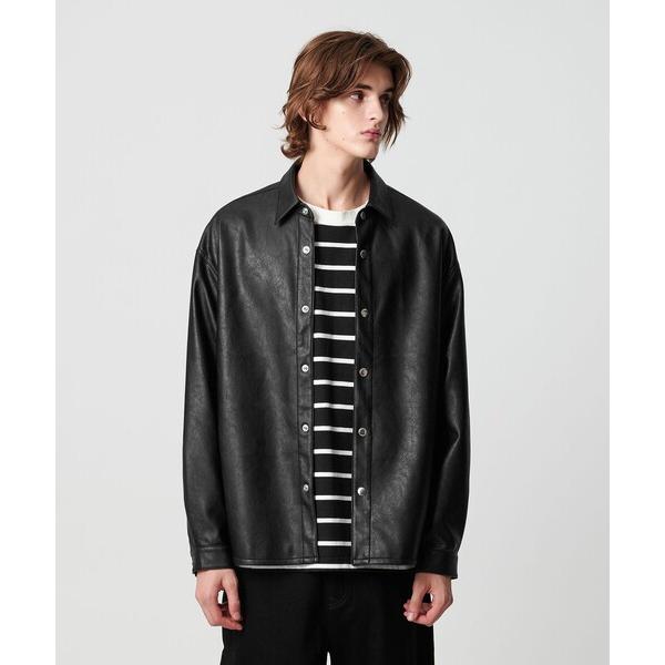 シャツ レザーライク CPO シャツ メンズ