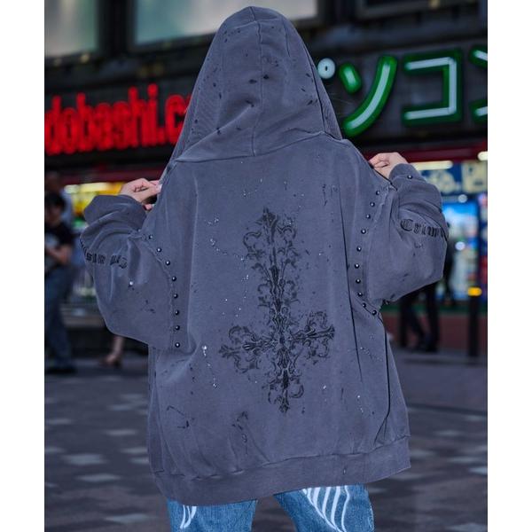 パーカー A&apos;GEM/9 × .kom 「A&apos;GEM/9/エージェムナイン」 ラメ飛ばしジップパーカ...