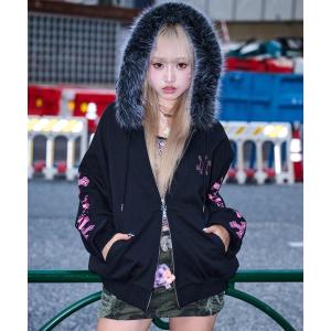 パーカー A'GEM/9 × .kom 「A'GEM/9/エージェムナイン」 エンジェルファー付きジップパーカー メンズ レディース