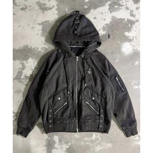 コート ジャケット A'GEM/9 × .kom 「A'GEM/9/エージェムナイン」 デニムフードジャケット メンズ レディース
