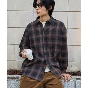 シャツ オーバーサイズ レギュラーカラーオンブレチェックシャツ メンズ レディース